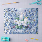 Elegant Blue Christmas Floral Candles Decoupage Tissuepapier (Craft)