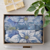 Elegant Blue Christmas Floral Candles Decoupage Tissuepapier (Geschenk)