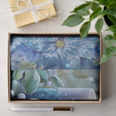 Elegant Blue Christmas Floral Candles Decoupage Tissuepapier (Geschenk)