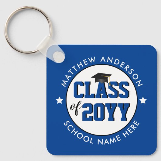 Elegant Blue Class of 2021 Afstuderen Afstuderen Sleutelhanger (Voorkant)