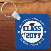 Elegant Blue Class of 2021 Afstuderen Afstuderen Sleutelhanger (Voorkant)