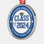 Elegant Blue Class of 2023 Afstuderen Afstuderen Metalen Ornament (Links)