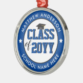 Elegant Blue Class of 2023 Afstuderen Afstuderen Metalen Ornament (Links)