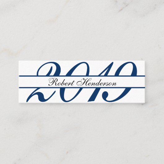Elegant blue classic insert card afstuderen name contactkaartje (Voorkant)