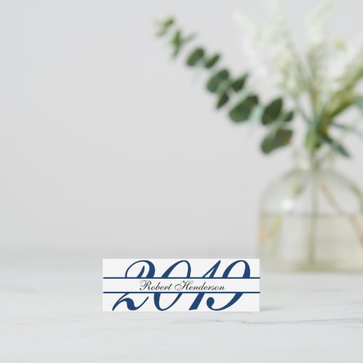 Elegant blue classic insert card afstuderen name contactkaartje (Staand voorkant)