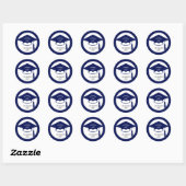 Elegant Blue College afstuderen retouradres Ronde Sticker (Vel)