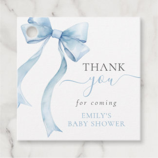 Elegant Blue Coquette Bow Boy Baby shower Bedankjes Labels