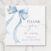 Elegant Blue Coquette Bow Boy Baby shower Bedankjes Labels (Voorkant)