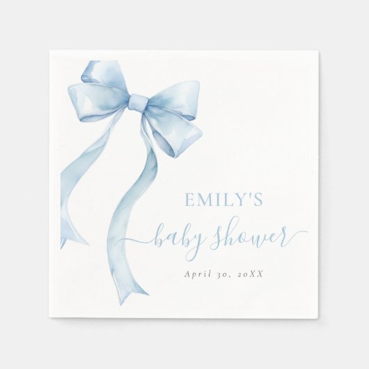 Elegant Blue Coquette Bow Boy Baby Shower Servet (Voorkant)