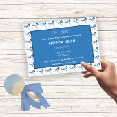 Elegant Blue Coquette Bows Boy Baby shower Kaart