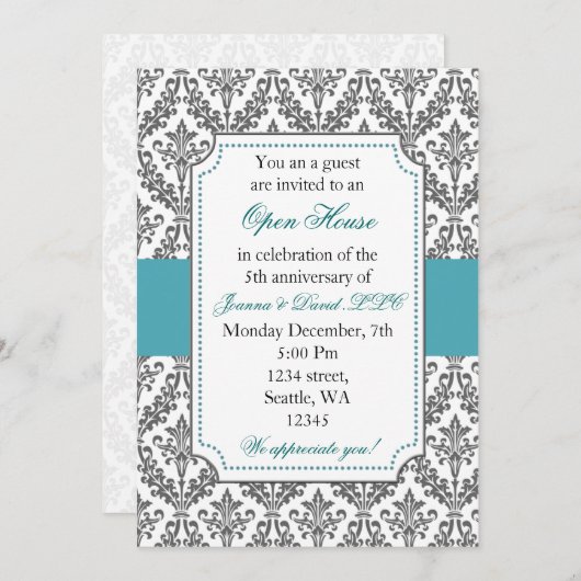 Elegant Blue Corporate Party Invitation (Devant / Derrière)