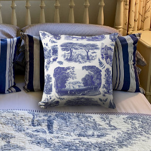 Elegant Blue Country Pastoral Toile Kussen