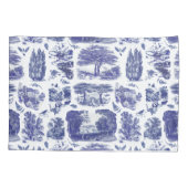 Elegant  Blue Country Pastoral Toile Kussensloop (Achterkant)
