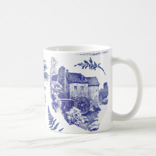 Elegant  Blue Country Pastoral Toile Mill Koffiemok