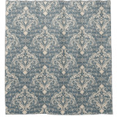 Elegant Blue Cream Damask Douchegordijn (Voorkant)