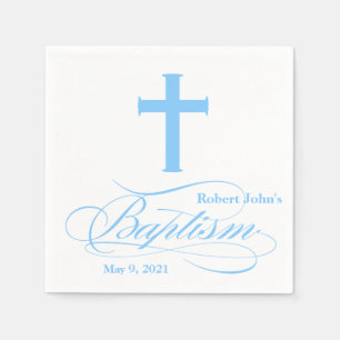 Elegant Blue Cross Baptism Specialized Napkin Servet