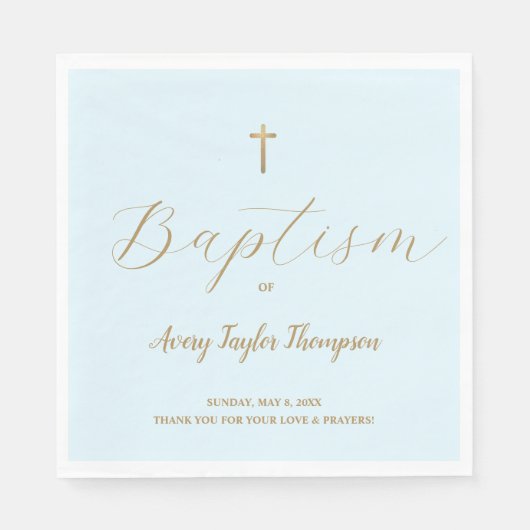 Elegant Blue Cross Baptisme Script Servet (Voorkant)