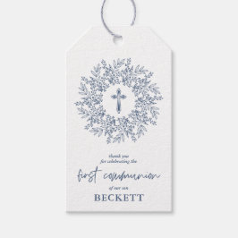 Elegant Blue Cross Boy First Communion Favor Cadeaulabel