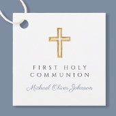 Elegant Blue Cross Boy First Community Bedankjes Labels