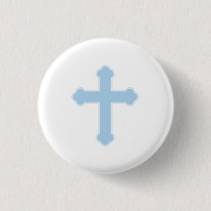 Elegant Blue Cross Ronde Button 3,2 Cm