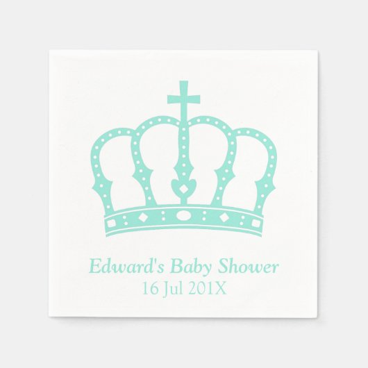 Elegant Blue Crown Prince Baby shower Servetten (Voorkant)