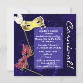 Elegant Blue Custom Masquerade Ball Invitation Kaart (Voorkant)