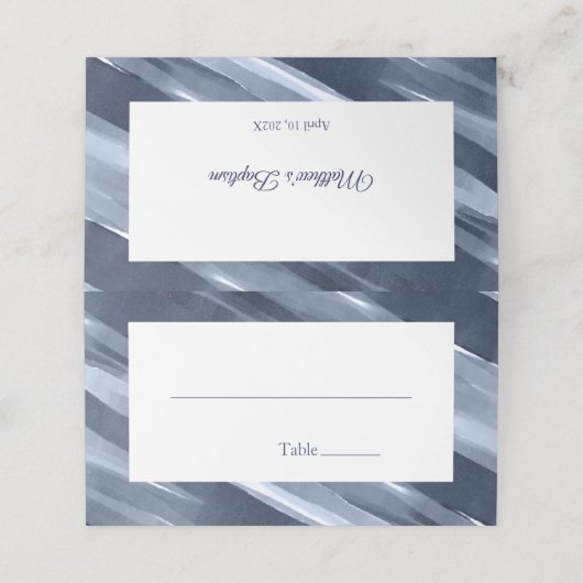 Elegant Blue Custom Place Card (Buitenkant ongevouwen)