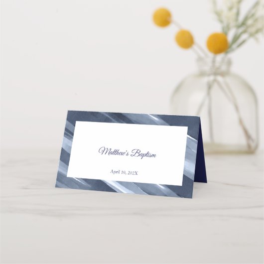 Elegant Blue Custom Place Card (Achterkant)