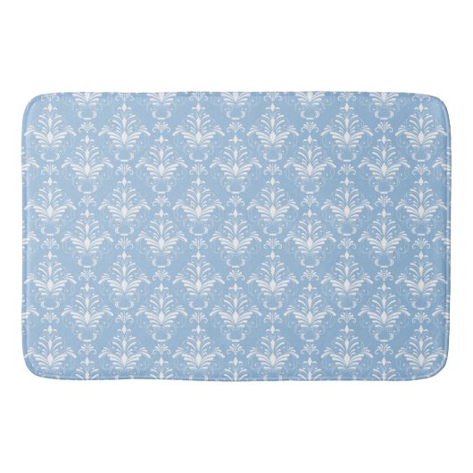 Elegant Blue Damask Patroon Badmat (Voorkant)