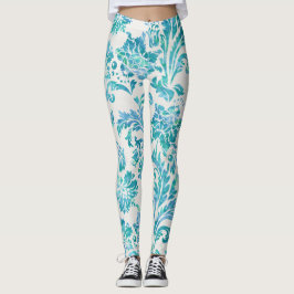 Elegant Blue Damask Patroon Leggings