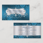 Elegant Blue Damask Swirl Visitekaartje (Voorkant / Achterkant)