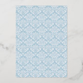 Elegant Blue Damask Wedding Invitation Folie Uitnodiging (Achterkant)