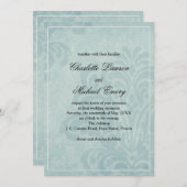 Elegant Blue Damask Wedding Kaart (Voorkant / Achterkant)