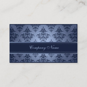 Elegant Blue Damask Wedding Planner Visitekaartje