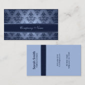 Elegant Blue Damask Wedding Planner Visitekaartje (Voorkant / Achterkant)