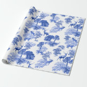 Elegant Blue Deer Fox Country Toile Cadeaupapier (Uitgerold)
