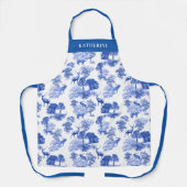 Elegant  Blue Deer Fox Country Toile Schort (Voorkant)