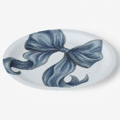 Elegant Blue Denim Bow  Papieren Bordje (Gekanteld)
