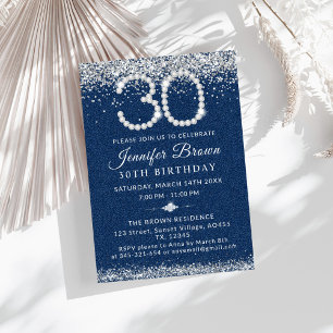 Elegant Blue Denim & Diamonds 30ste verjaardagsfee Kaart