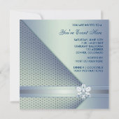 Elegant Blue Diamond Blue Party Kaart (Achterkant)