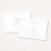 Elegant Blue Double Frame Wedding RSVP Card