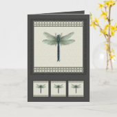 Elegant Blue Dragonfly Kaart (Gele Bloem)