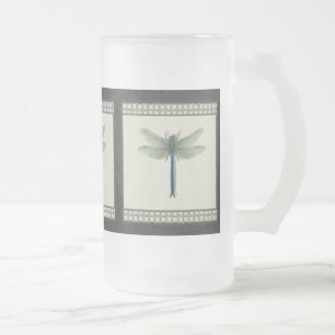 Elegant Blue Dragonfly Matglas Bierpul