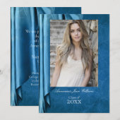 Elegant Blue Drapery Afstuderen aangekondigd Aankondiging (Voorkant / Achterkant)