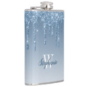 Elegant Blue Driving Faux Glitter Monogram Heupfles (Rechts)