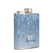 Elegant Blue Driving Faux Glitter Monogram Heupfles (Rechts)