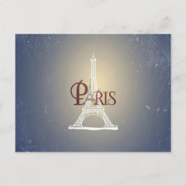 Elegant  Blue Eiffel Tower Paris design Briefkaart