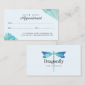 Elegant Blue en Aqua Waterverf Dragonfly Afsprakenkaartje (Voorkant / Achterkant)
