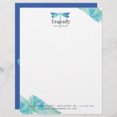 Elegant Blue en Aqua Waterverf Dragonfly Logo (Voorkant / Achterkant)
