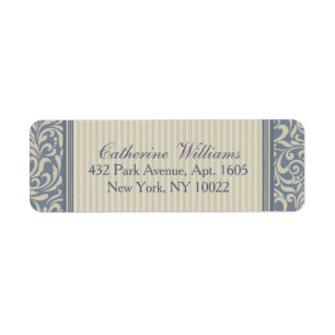 Elegant Blue en Beige Baroque Pattern Etiket